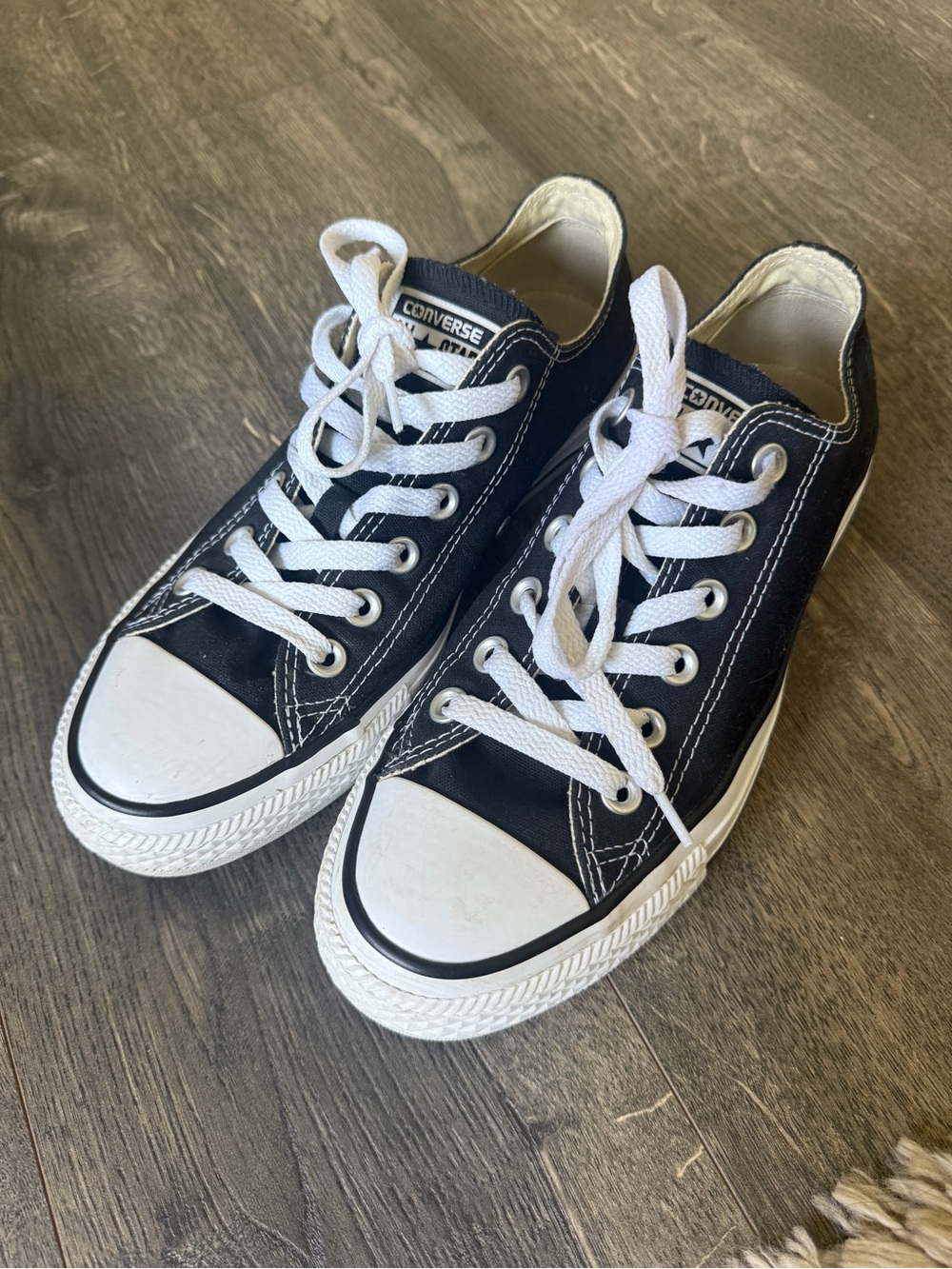 Converse Low Top Sneakers, Unisex- Black & White - Picture 2 of 6